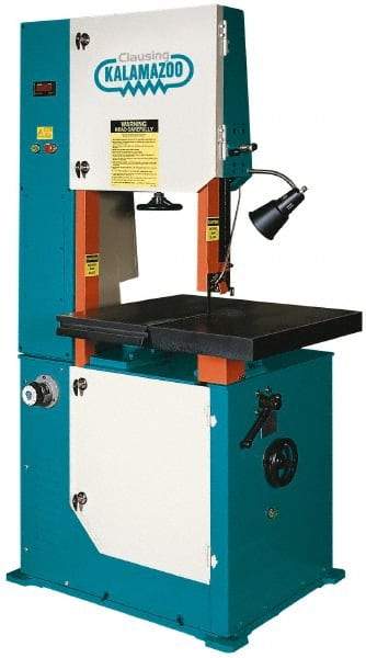 Clausing - 20 Inch Throat Capacity, Variable Speed Pulley Vertical Bandsaw - 50 to 5200 SFPM, 3 HP, Three Phase - Apex Tool & Supply