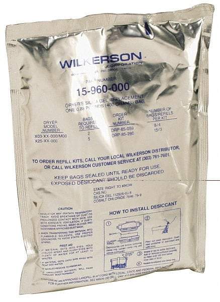 Wilkerson - Replacement Desiccant Kit with 15 Bags - For Use with Multiple Recharge for X03, X04 & X25 Dryer - Apex Tool & Supply