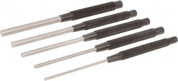 Starrett - 5 Piece, 1/8 to 3/8", Pin Punch Set - Round Shank, Comes in Plain Box - Apex Tool & Supply