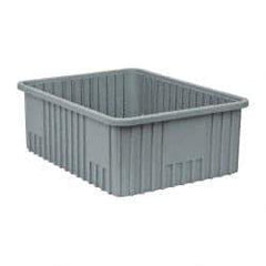 Quantum Storage - 100 Lb Load Capacity Gray Polypropylene Dividable Container - Stacking, 22-1/2" Long x 17-1/2" Wide x 8" High - Apex Tool & Supply
