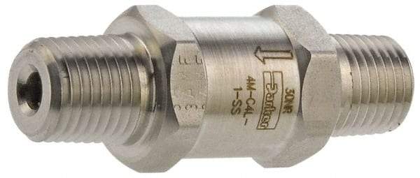 Parker - 1/2" Stainless Steel Check Valve - Inline, MNPT x MNPT, 6,000 WOG - Apex Tool & Supply