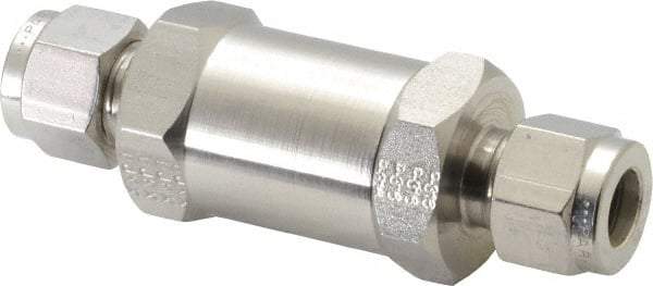 Parker - 3/8" Stainless Steel Check Valve - Inline, Comp x Comp, 6,000 WOG - Apex Tool & Supply