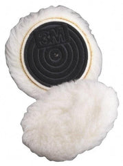 3M - 5-1/4" Diam Wool Bonnet Pad - 15/16" Pile, Hook & Loop Attachment - Apex Tool & Supply