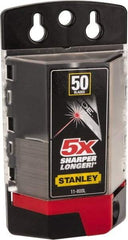 Stanley - 50 Piece Carbide-Tipped Utility Knife Blade - 61mm OAL, 0.022" Blade Thickness - Apex Tool & Supply