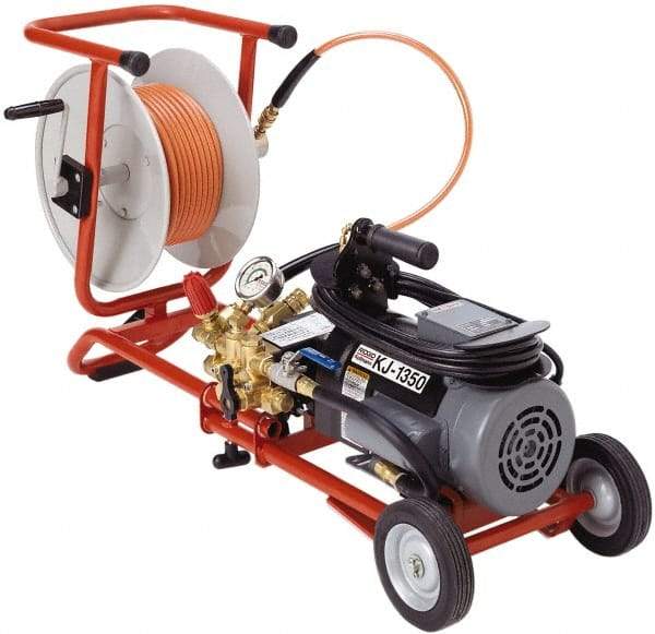 Ridgid - Electric Jet Battery Drain Cleaning Machine - For 1-1/4" to 4" Pipe, 3/16" x 100' Cable - Apex Tool & Supply