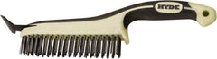 Hyde Tools - 20 Rows x 4 Columns Steel Scratch Brush - 6" Brush Length, 12-3/4" OAL, 1-1/8" Trim Length, Plastic with Rubber Overmold Ergonomic Handle - Apex Tool & Supply