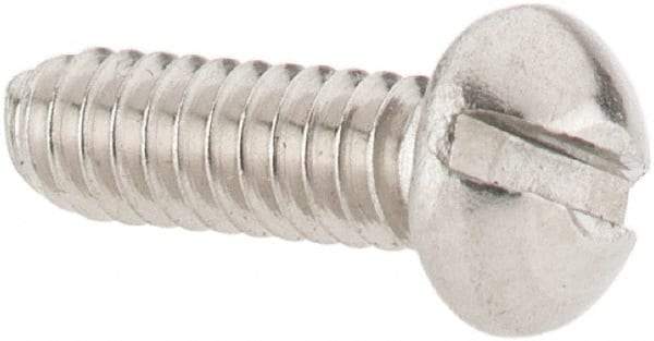 Value Collection - #4-40 UNC, 3/8" Length Under Head Slotted Drive Machine Screw - Round Head, Grade 18-8 Stainless Steel, Uncoated, Without Washer - Apex Tool & Supply