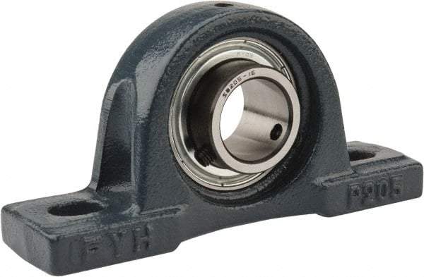 Value Collection - 5-1/2" OALBall Bearing Pillow Block - Cast Iron - Apex Tool & Supply