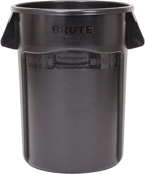 Rubbermaid - 44 Gal Black Round Trash Can - Polyethylene, 31-1/2" High - Apex Tool & Supply