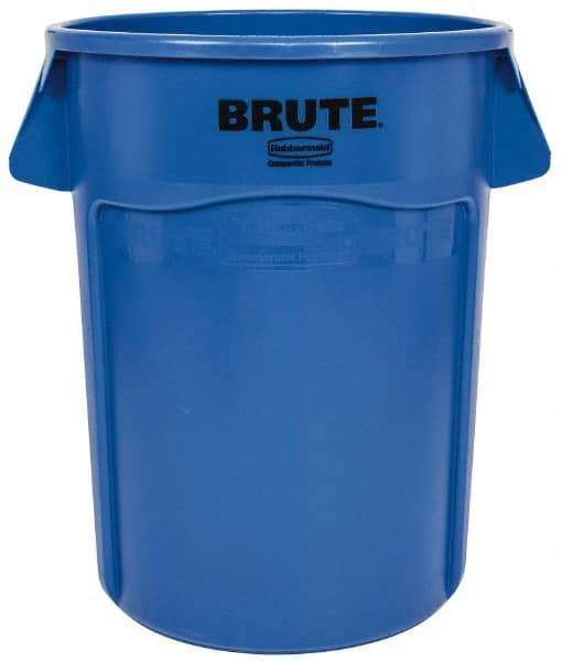 Rubbermaid - 44 Gal Blue Round Trash Can - Polyethylene, 31-1/2" High - Apex Tool & Supply