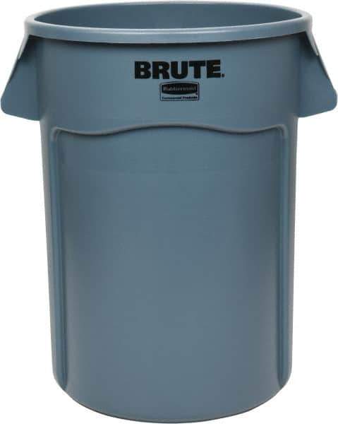 Rubbermaid - 44 Gal Gray Round Trash Can - Polyethylene, 31-1/2" High - Apex Tool & Supply