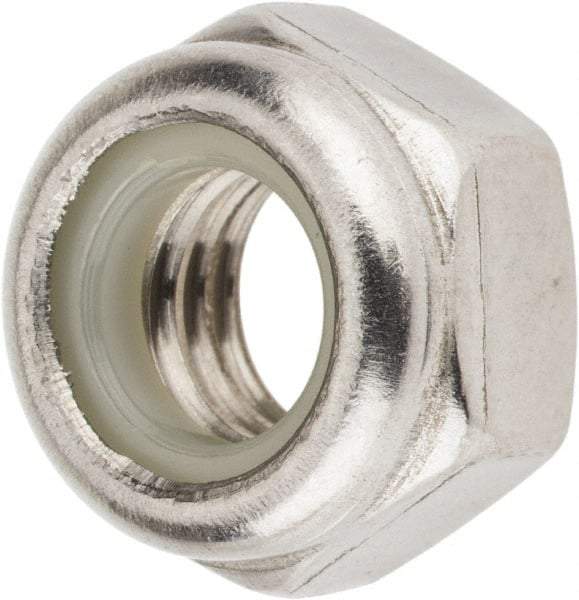 Value Collection - M8x1.25 Metric Coarse 18-8 & Austenitic Grade A2 Hex Lock Nut with Nylon Insert - 8mm High, Uncoated - Apex Tool & Supply