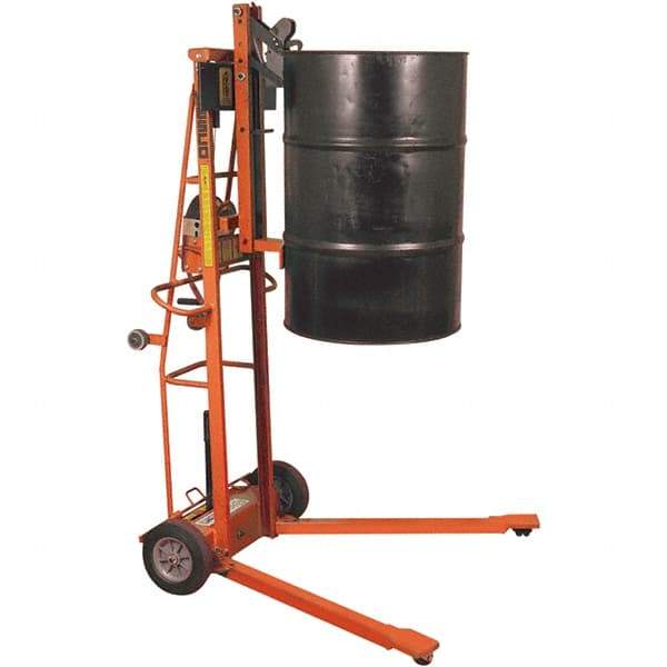 Wesco Industrial Products - 750 Lb Load Capacity, 30, 55 & 85 Gal Drum Lifter - 30" Wide x 70-3/4" High, 2 Steel Wheels - Apex Tool & Supply