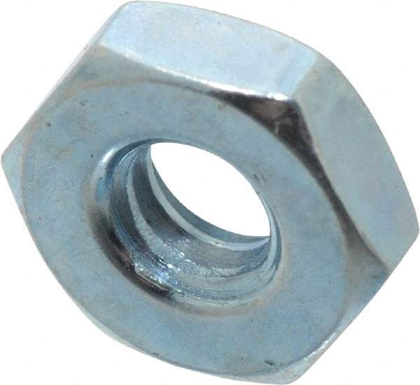 Value Collection - #10-24 UNC Steel Right Hand Hex Nut - 3/8" Across Flats, 1/8" High, Zinc-Plated Finish - Apex Tool & Supply