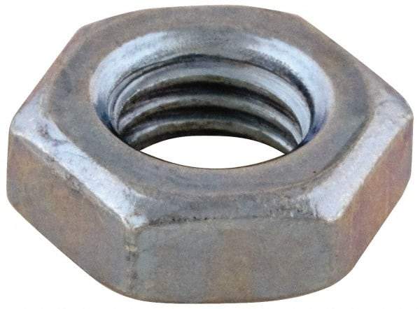 Value Collection - #12-24 UNC Steel Right Hand Machine Screw Hex Nut - 7/16" Across Flats, 5/32" High, Zinc-Plated Finish - Apex Tool & Supply
