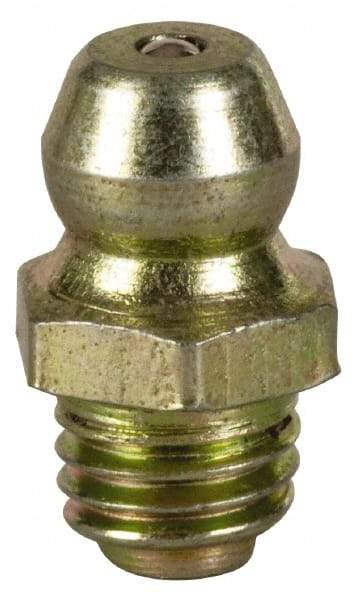 Value Collection - Straight Head Angle, 1/4-28 Steel Thread-Forming Grease Fitting - 7.94mm Hex - Apex Tool & Supply
