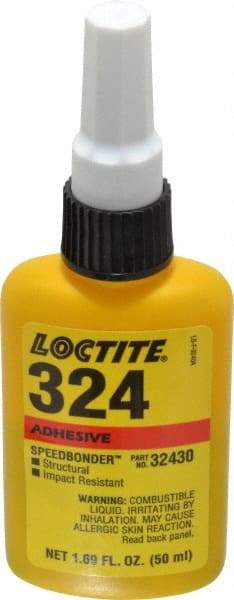 Loctite - 50 mL Bottle Structural Adhesive - 5 min Working Time, 3,000 to 3,600 psi Shear Strength, Series 324 - Apex Tool & Supply