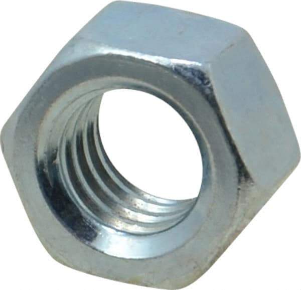 Value Collection - 3/8-16 UNC Steel Right Hand Hex Nut - 9/16" Across Flats, 21/64" High, Zinc-Plated Finish - Apex Tool & Supply