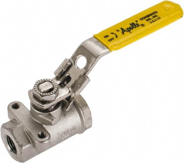 Apollo - 1/4" Pipe, Standard Port, Stainless Steel Standard Ball Valve - 2 Piece, NPT Ends, Locking Lever Handle, 600 WOG, 150 WSP - Apex Tool & Supply