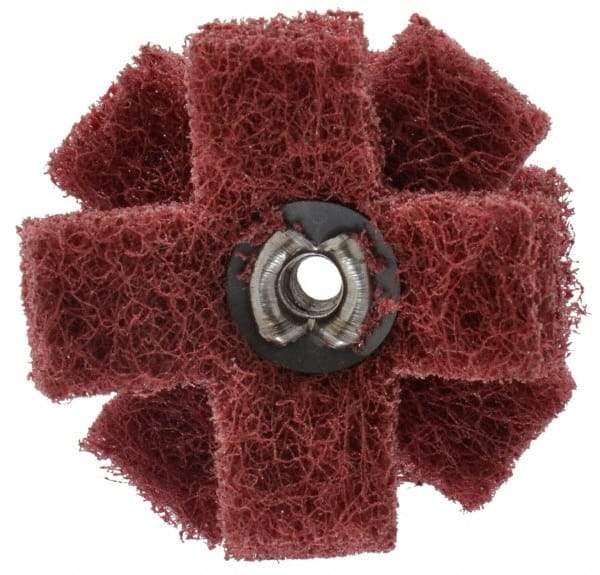 Standard Abrasives - 1-1/2" Diam Medium Density Cross Buff - 3 Plys, 8-32 Thread, Very Fine Grade, 20,000 Max RPM - Apex Tool & Supply