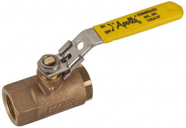 Apollo - 3/4" Pipe, Standard Port, Bronze Standard Ball Valve - 2 Piece, NPT Ends, Locking Lever Handle, 600 WOG, 150 WSP - Apex Tool & Supply