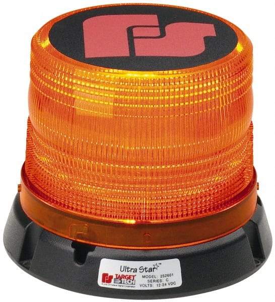 Federal Signal Emergency - Class I Candelas, 95, 120 & 60 FPM, Permanent 1" Pipe Mount Emergency LED Beacon Light Assembly - Powered by 12 to 24 Volts, Amber - Apex Tool & Supply