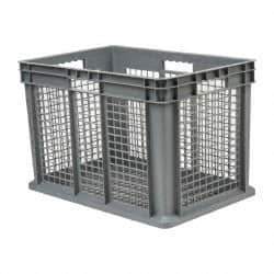 Akro-Mils - 3.55 Cu Ft, 45 Lb Load Capacity Gray Polyethylene Tote Container - Stacking, 23.3" Long x 15.8" Wide x 16.1" High - Apex Tool & Supply