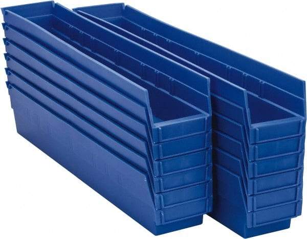 Akro-Mils - 23-5/8" Deep, Blue Hopper Shelf Bin - 4" High x 4-1/8" Wide x 23-5/8" Long - Apex Tool & Supply