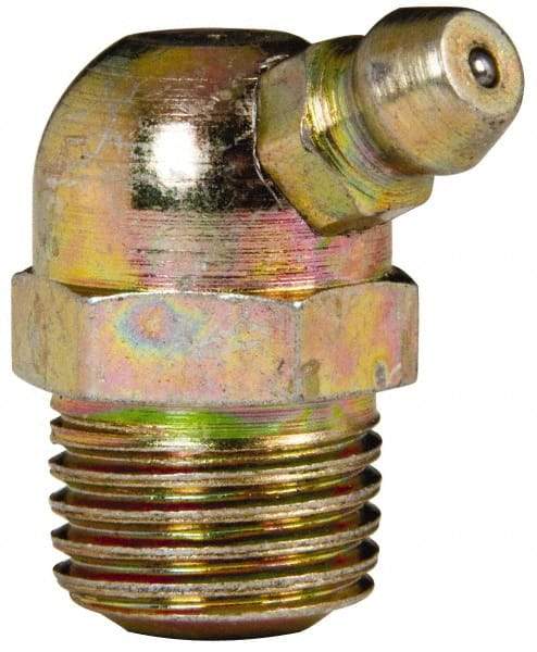 Value Collection - 65° Head Angle, 1/4 NPT Steel Thread-Forming Grease Fitting - 14.29mm Hex - Apex Tool & Supply