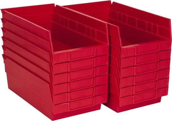 Akro-Mils - 11-5/8" Deep, Red Hopper Shelf Bin - 4" High x 6-5/8" Wide x 11-5/8" Long - Apex Tool & Supply