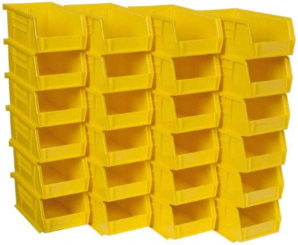 Akro-Mils - 10 Lb. Load Capacity, 7-3/8" Deep, Yellow Polymer Hopper Stacking Bin - 3" High x 4-1/8" Wide x 7-3/8" Long - Apex Tool & Supply