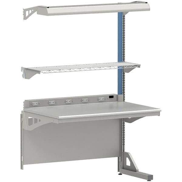LISTA - 60 Wide x 30" Deep x 84" High, Plastic Laminate Workstation - Fixed Legs, Classic Blue - Apex Tool & Supply