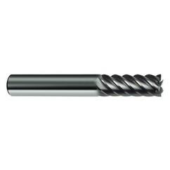 3/8" Dia. - 2-1/2" OAL - 45° Helix Bright Carbide End Mill - 6 FL - Apex Tool & Supply
