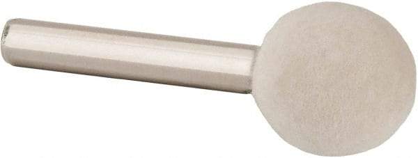 Value Collection - 3/4" Diam, 1/4" Shank Diam, Ball Shaped Mounted Bob - Hard Density, 3/4" Head Length, 2" Shank Length, Wool Felt - Apex Tool & Supply