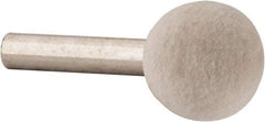 Value Collection - 3/4" Diam, 1/4" Shank Diam, Ball Shaped Mounted Bob - Medium Density, 3/4" Head Length, 2" Shank Length, Wool Felt - Apex Tool & Supply