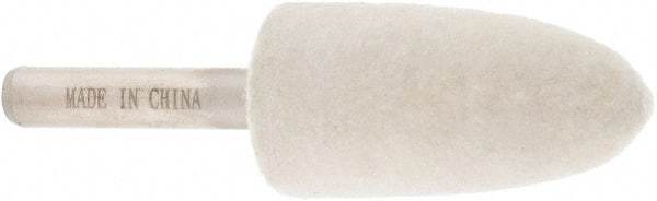 Value Collection - 3/4" Diam, 1/4" Shank Diam, Bullet Shaped Mounted Bob - Rock Hard Density, 1-1/2" Head Length, 2" Shank Length, Wool Felt - Apex Tool & Supply
