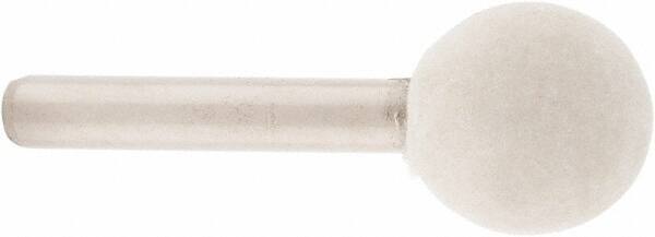 Value Collection - 3/4" Diam, 1/4" Shank Diam, Ball Shaped Mounted Bob - Rock Hard Density, 3/4" Head Length, 2" Shank Length, Wool Felt - Apex Tool & Supply