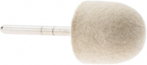 Value Collection - 3/4" Diam, 1/8" Shank Diam, Oval Shaped Mounted Bob - Medium Density, 3/4" Head Length, 2" Shank Length, Wool Felt - Apex Tool & Supply