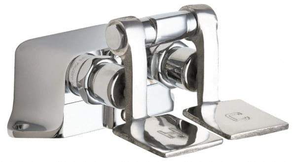 Chicago Faucets - No Spout, Self Closing Cartridges Design, Rough Chrome, Floor Mounted, Floor Mounted Faucet with Short Pedals - Pedal Handle - Apex Tool & Supply