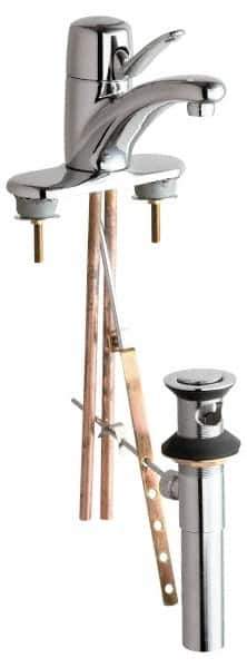 Chicago Faucets - Single Handle, Deck Mounted, Single Hole Bathroom Faucet - Ceramic Mixing Cartridge, Pop Up Drain, Integral Spout - Apex Tool & Supply