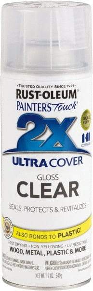 Rust-Oleum - Clear, Gloss, Enamel Spray Paint - 8 Sq Ft per Can, 12 oz Container, Use on Multipurpose - Apex Tool & Supply