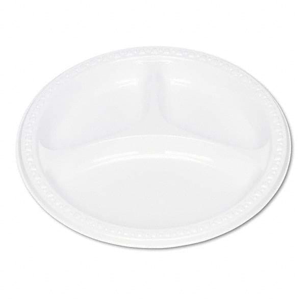 Tablemate Products - Plastic Dinnerware, Compartment Plates, 9" Diam, White, 125/Pack - Apex Tool & Supply