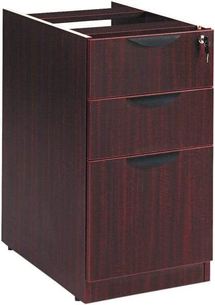 ALERA - 15-5/8" Wide x 28-1/2" High x 28-1/2" Deep, 3 Drawer Full Pedestal - Woodgrain Laminate, Mahogany - Apex Tool & Supply