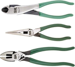 SK - 3 Piece Long Nose, Diagonal & Lineman's Plier Set - Comes in Plastic Pouch - Apex Tool & Supply
