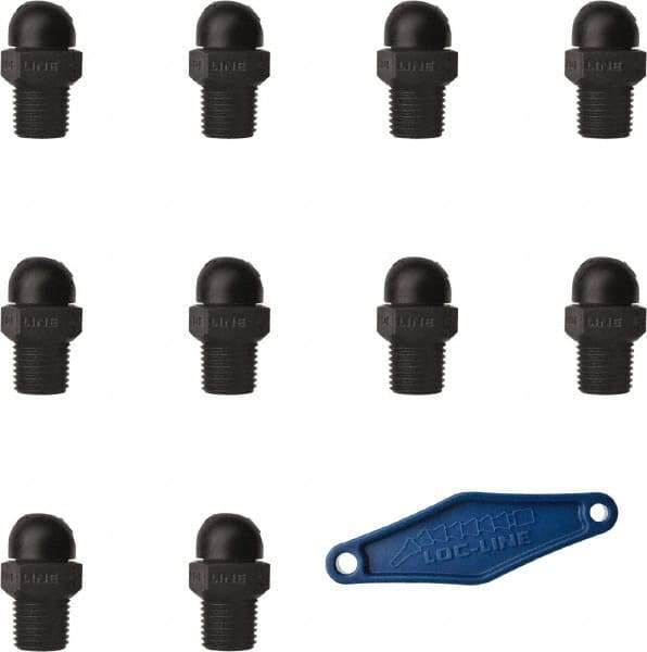 Loc-Line - 1/4" Hose Inside Diam x 5/32" Nozzle Diam, High-Pressure Coolant Hose Nozzle - NPT, for Use with Loc-Line Modular Hose System, 10 Pieces - Apex Tool & Supply