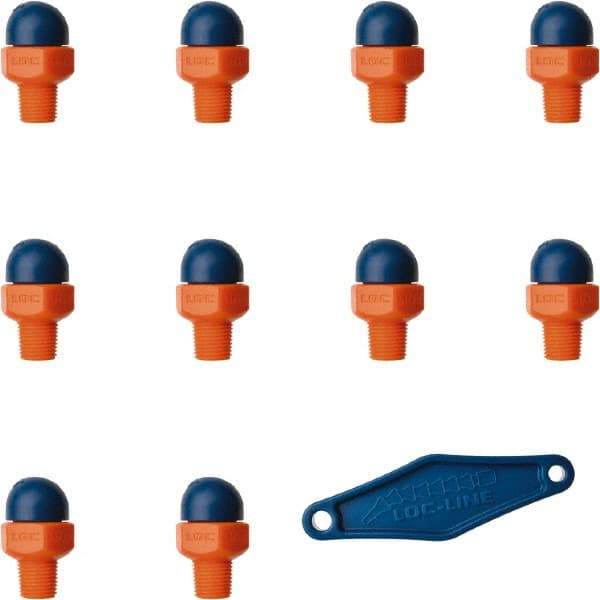 Loc-Line - 1/8" Hose Inside Diam, High-Pressure Coolant Hose Nozzle - NPT, for Use with Loc-Line Modular Hose System, 10 Pieces - Apex Tool & Supply
