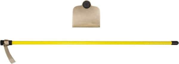 Ampco - 6-1/2" High x 7-3/4" Wide Square Aluminum Bronze Hoe - 55" Long Fiberglass Straight Handle, No Step - Apex Tool & Supply