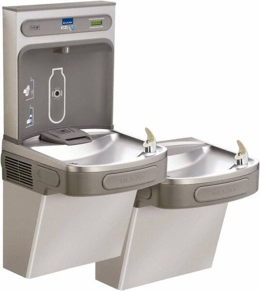ELKAY - 8 GPH Cooling Capacity Barrier Free Wall Mounted Water Cooler & Fountain - Bottle Filling, 20 to 105 psi, 0.20 hp, Stainless Steel - Apex Tool & Supply