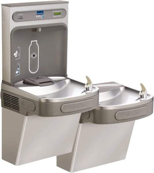 ELKAY - 8 GPH Cooling Capacity Barrier Free Wall Mounted Water Cooler & Fountain - Bottle Filling, 20 to 105 psi, 0.20 hp, Stainless Steel - Apex Tool & Supply