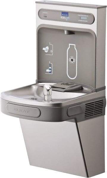ELKAY - 8 GPH Cooling Capacity Barrier Free Wall Mounted Water Cooler & Fountain - Bottle Filling, 20 to 105 psi, 0.20 hp, Stainless Steel - Apex Tool & Supply